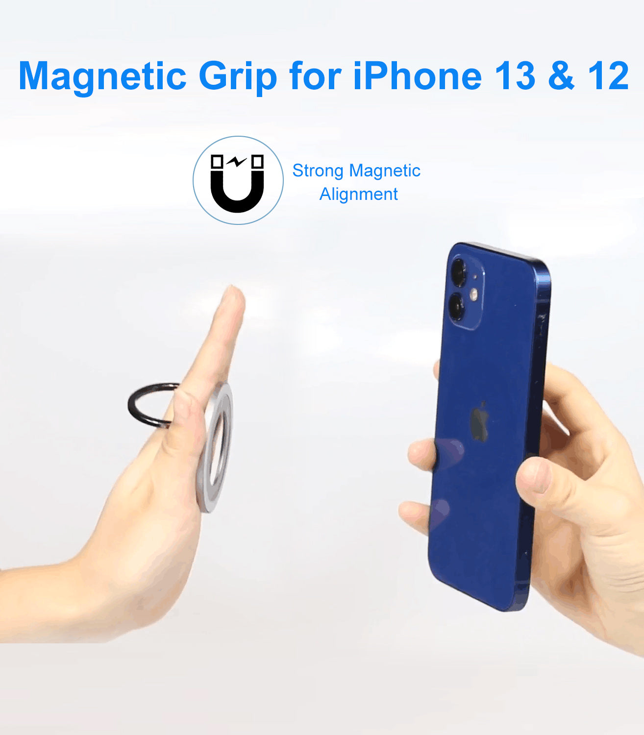 eleror Magnetic Phone Ring Grip for Magsafe-Function Built in Cases, Kickstand Holder Flexible and Detachable for iPhone 14/13, 12/12 Pro/12 Pro Max/12 Mini with Metal Plate